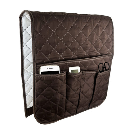 5 Pocket Sofa Armrest Organizer Remote Holder Bag for Couch and Chair-Coffee