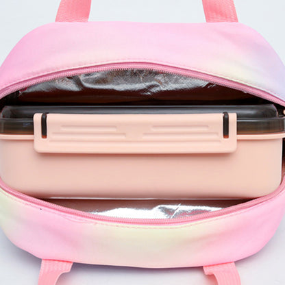 3PCS Girls Gradient Color Backpack School Backpack Lunch Bag Pencil Case-Mixed