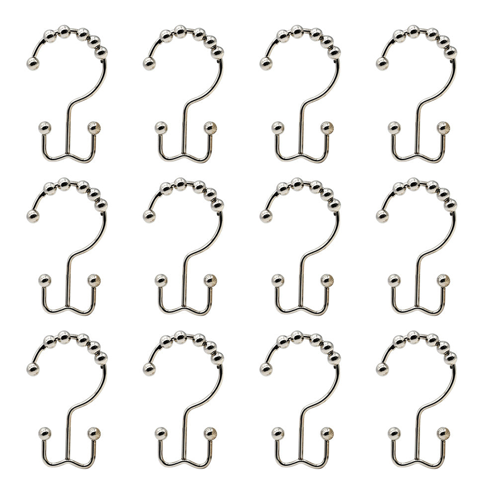 12Pcs Set Shower Curtain Hooks Metal Double Glide Shower Hanging Rings for Shower Rods