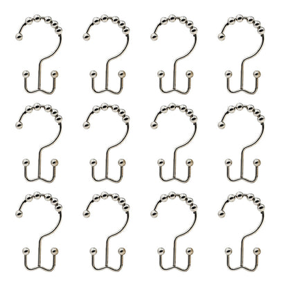 12Pcs Set Shower Curtain Hooks Metal Double Glide Shower Hanging Rings for Shower Rods