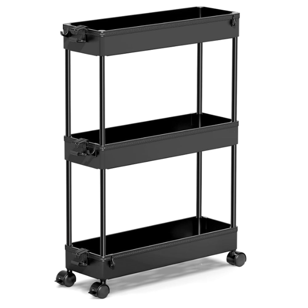 3-Tier Rolling Storage Cart Bathroom Storage Organizer Shelf Black