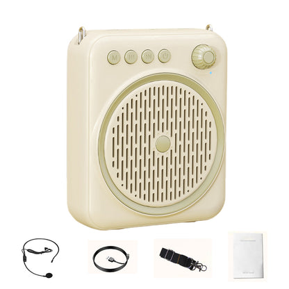 Portable Bluetooth Voice Amplifier Rechargeable Speaker with Wired Microphone Beige