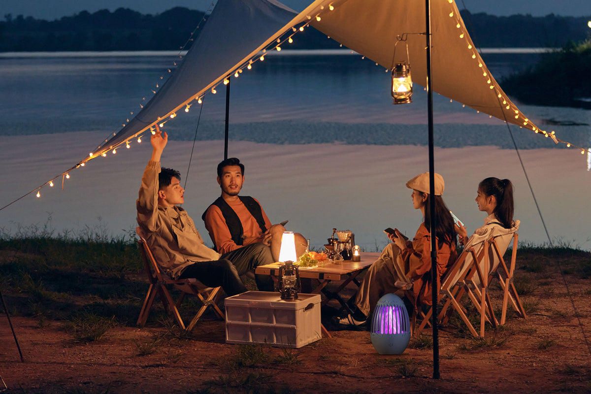 2Pcs USB Outdoor Indoor LED Light Rechargeable Mosquito Killer Portable Waterproof Mosquito Repellent-Grey