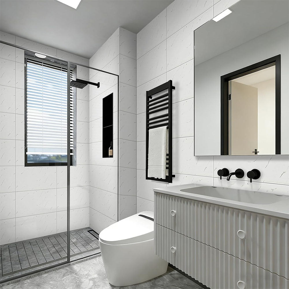 10Pcs Self Adhesive PVC Wall Tiles- White