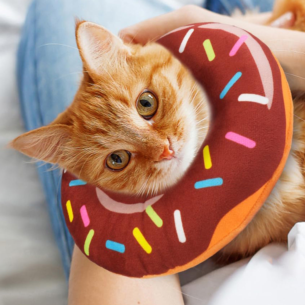 Cat Cone Soft Collar ¨C Adjustable Kitten Recovery Donut Collar Dark Brown