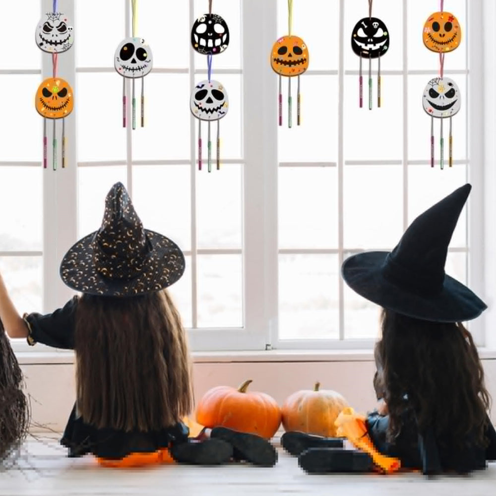 3D Wooden Wind Chime Craft Kit for Kids DIY Wind Chimes Decorative Ornament Halloween Style
