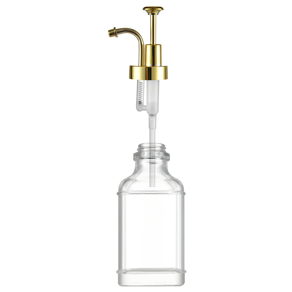2 Pack 500ml Square Glass Syrup Soap Dispenser Bottles with Funnel - Gold