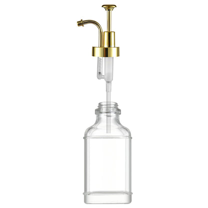 2 Pack 500ml Square Glass Syrup Soap Dispenser Bottles with Funnel - Gold
