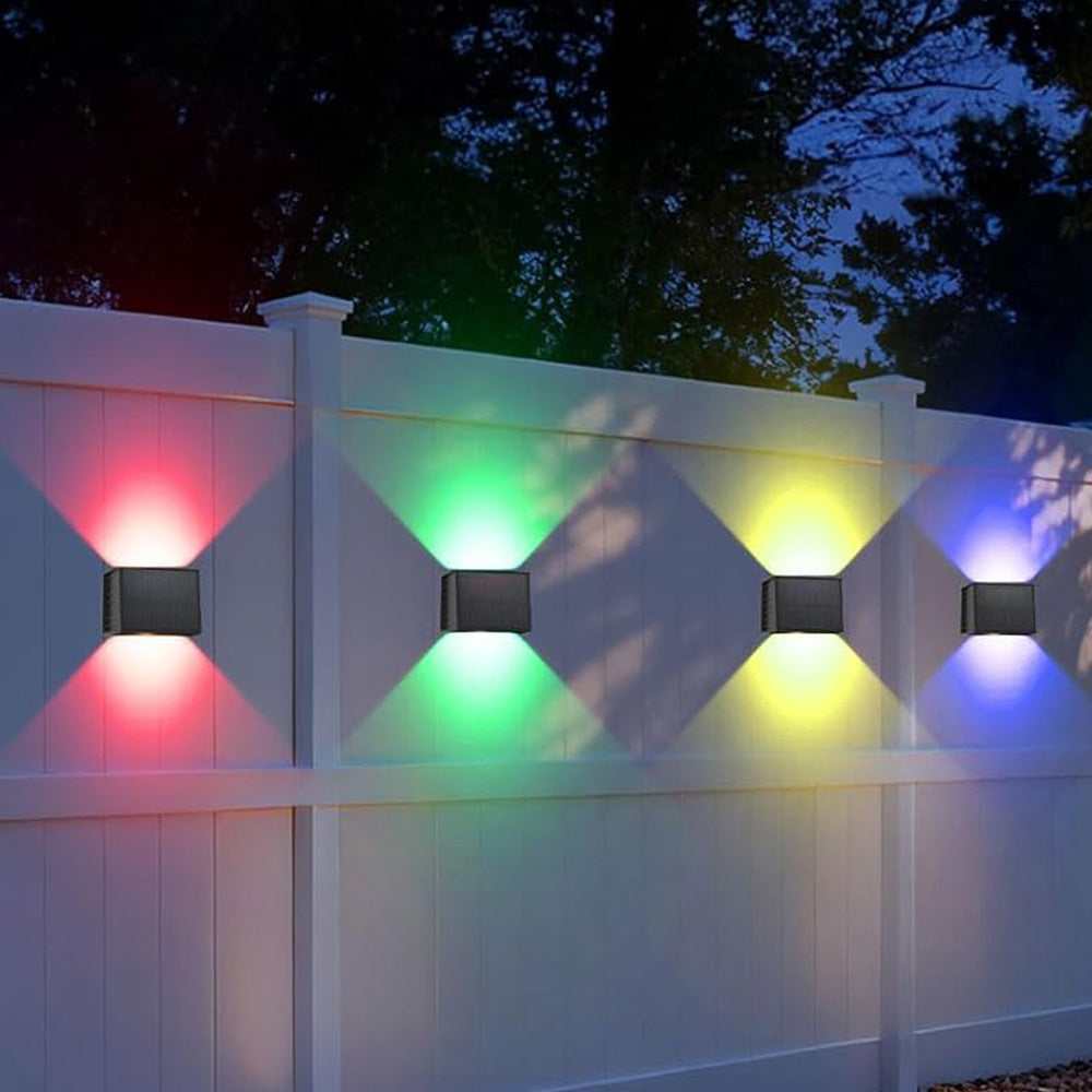 Solar Wall Light Adjustable Beam Angle for Garden Patio-RGB Color Light