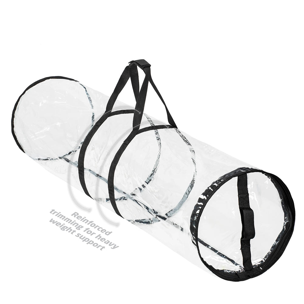 80x22cm Clear PVC Holiday Wrapping Paper Storage Bag with Zipper - Black