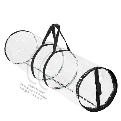 80x22cm Clear PVC Holiday Wrapping Paper Storage Bag with Zipper - Black