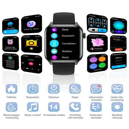 Smart Watch Fitness Tracker Heart Rate Sleep Monitor Water Resistant Sports Watch for Android iOS Black