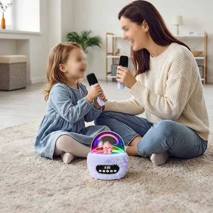 2 in 1 Portable Plush Speaker and Alarm Clock with Dual Mics - Purple
