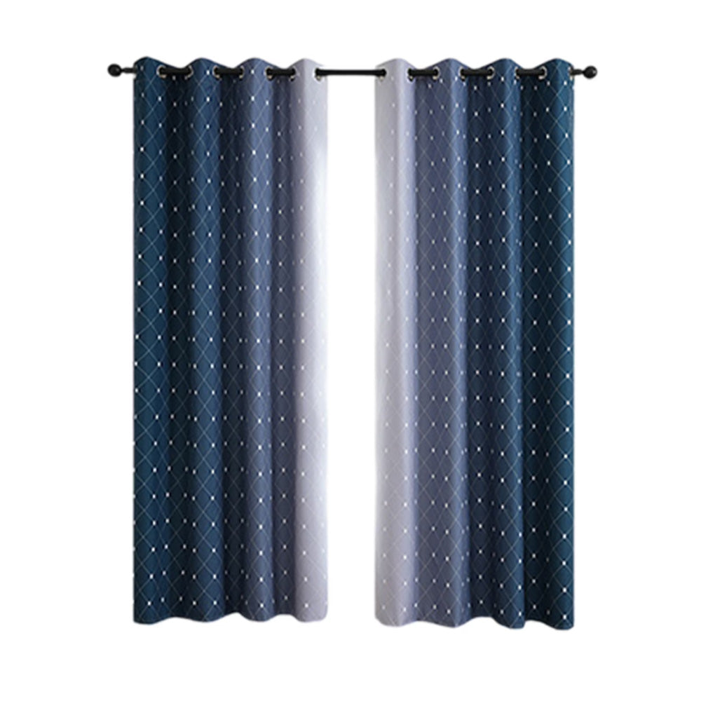 2Pcs Blackout Curtain Gradient Color Curtains-Green