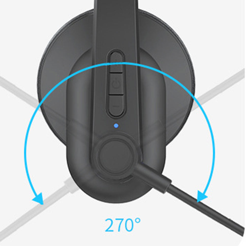 Bluetooth Single Ear Business Headset with Rotatable Microphone Wireless Calling Headset for Laptop Mobile Phone
