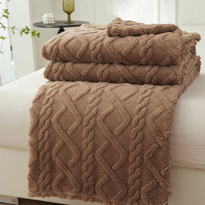 Flannel Throw Blanket Soft Fuzzy Cozy Warm Blanket Air-conditional Blanket Coffee