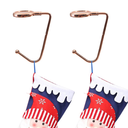 2 Pack 30mm Metal Straight Hooks for Christmas Stockings and Bags - Rose Gold