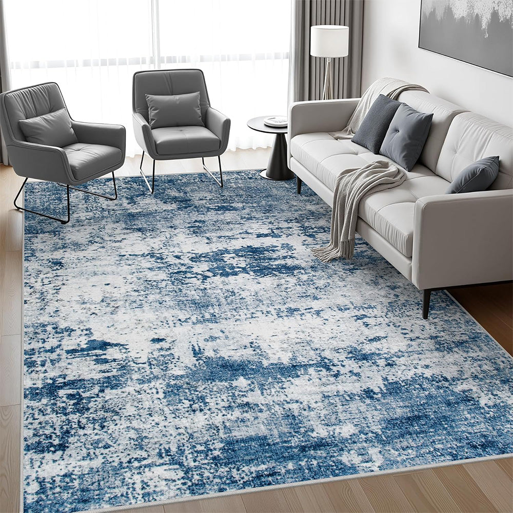 Nordic Crystal Velvet Rug Soft Non Slip for Bedroom Living Room Bedside Floor-Blue