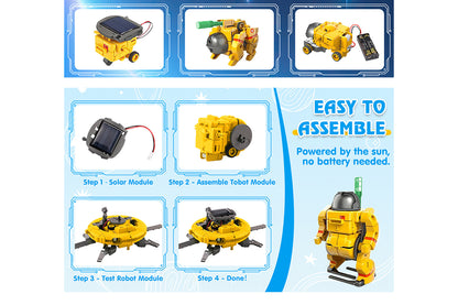 6-in-1 Solar Robot Science Kits Solar Robot Kit STEM Toys for Gift-Yellow