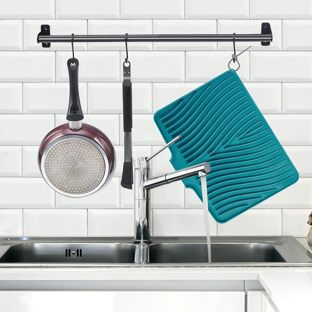 Silicone Dish Drying Mat for Kitchen Counter Non-Slip Drain Pad Green