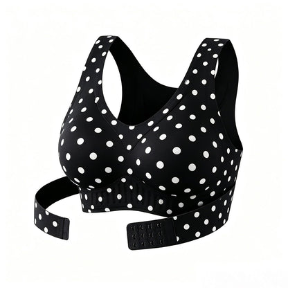 Front Closure Posture Bra Wide Straps Seamless Bra - Black