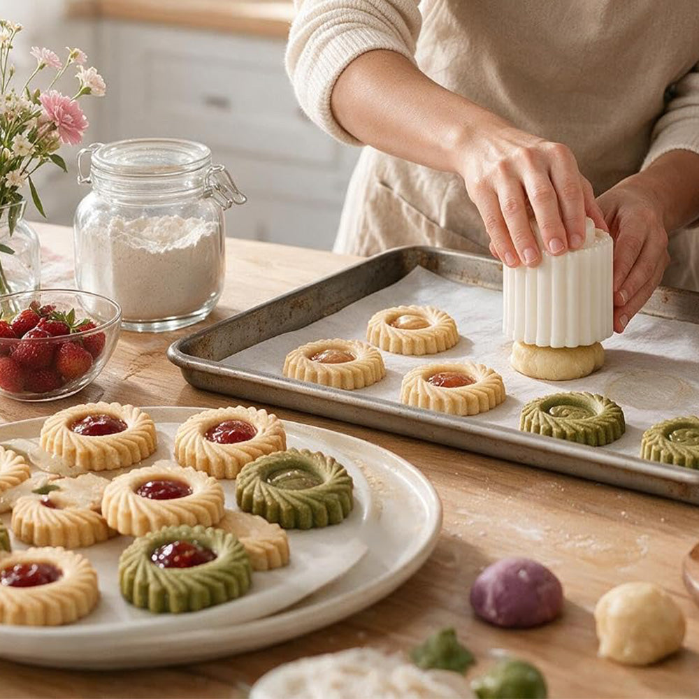 5 Piece 2 Piece 2-in-1 Double-Sided Sunflower Cookie Stamp Pastry Mold