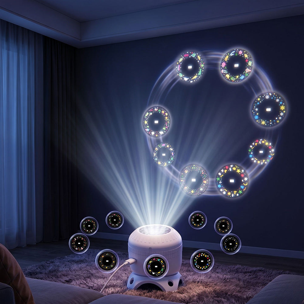 Christmas Projector Lights with 8 Pattern Festival Decoration Projector for Bedroom Living Room Car - White