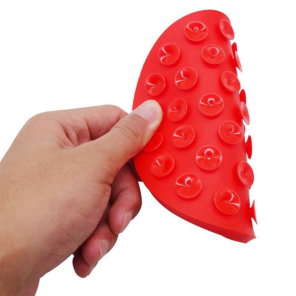Dog Lick Pad Bath Washing Buddy Suction Grooming Pad Helper Slow Feeder Mat-Red
