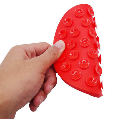 Dog Lick Pad Bath Washing Buddy Suction Grooming Pad Helper Slow Feeder Mat-Red