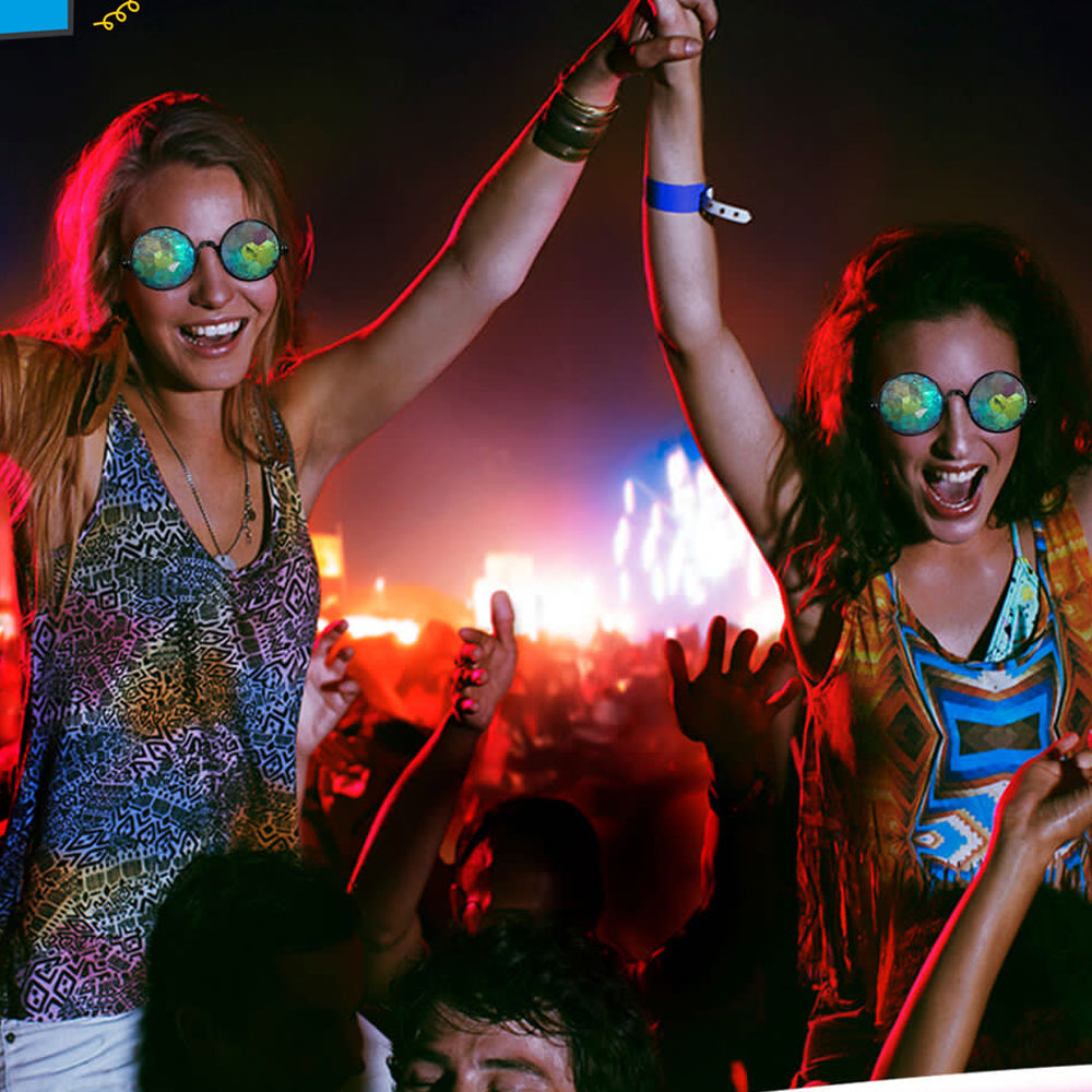 3Pairs of  Kaleidoscope Rave Glasses Festivals Rainbow Prism Refraction Glasses