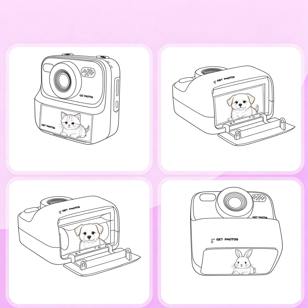 Instant Print Camera for Little Ones Dual Lens Digital Camera with 32G Card - Purple