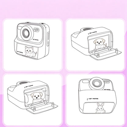 Instant Print Camera for Little Ones Dual Lens Digital Camera with 32G Card - Purple