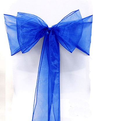 10 Piece Sheer Organza Wedding Chair Back Bow Sashes for Party Decor - Blue