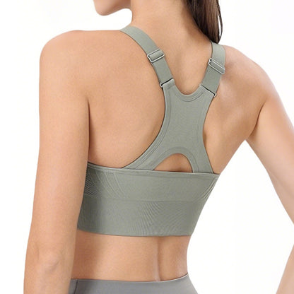 Women Adjustable Sports Bra Wide Strap Design for Running and Gym Fitness-Green