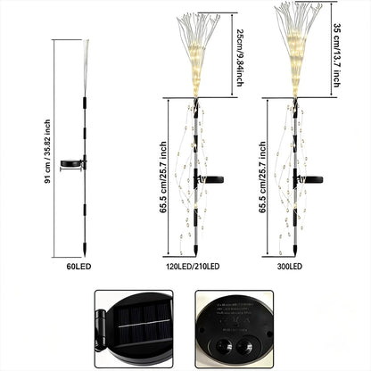 4 Pack Solar Firework Lights String with 8 Modes - Warm White