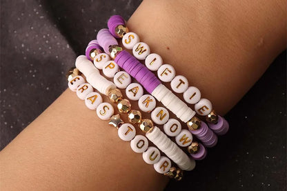 2Pcs Bracelets Set Mid Friendship Inspired Jewelry Gifts For Girls Concert Fans Bracelet-Grey And Purple