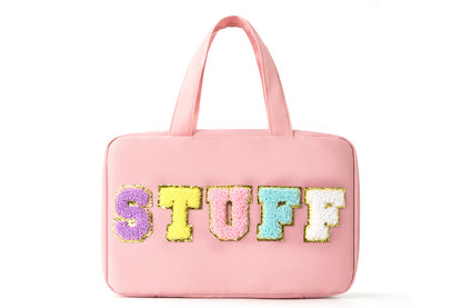 Travel Toiletry Bag Water-resistant with Hanging Hook for Makeup Cosmetic Shampoo -Pink