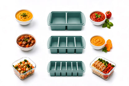 3 Pack Silicone Freezer Trays with Lids - Grey