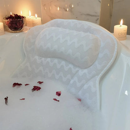 4D Bath Pillows Bathtub Rest Pillow Spa Neck and Back Support Headrest with Suction Cups Style 3