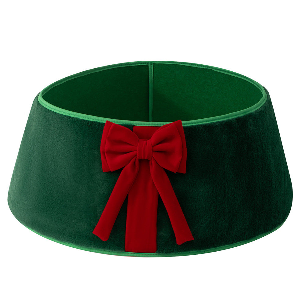 Christmas Tree Collar with Bow Holiday Tree Decor - Green