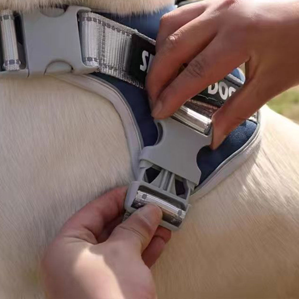 No Pull Pet Dog Harness Adjustable Dog Vest with Reflective Strip Dark Blue