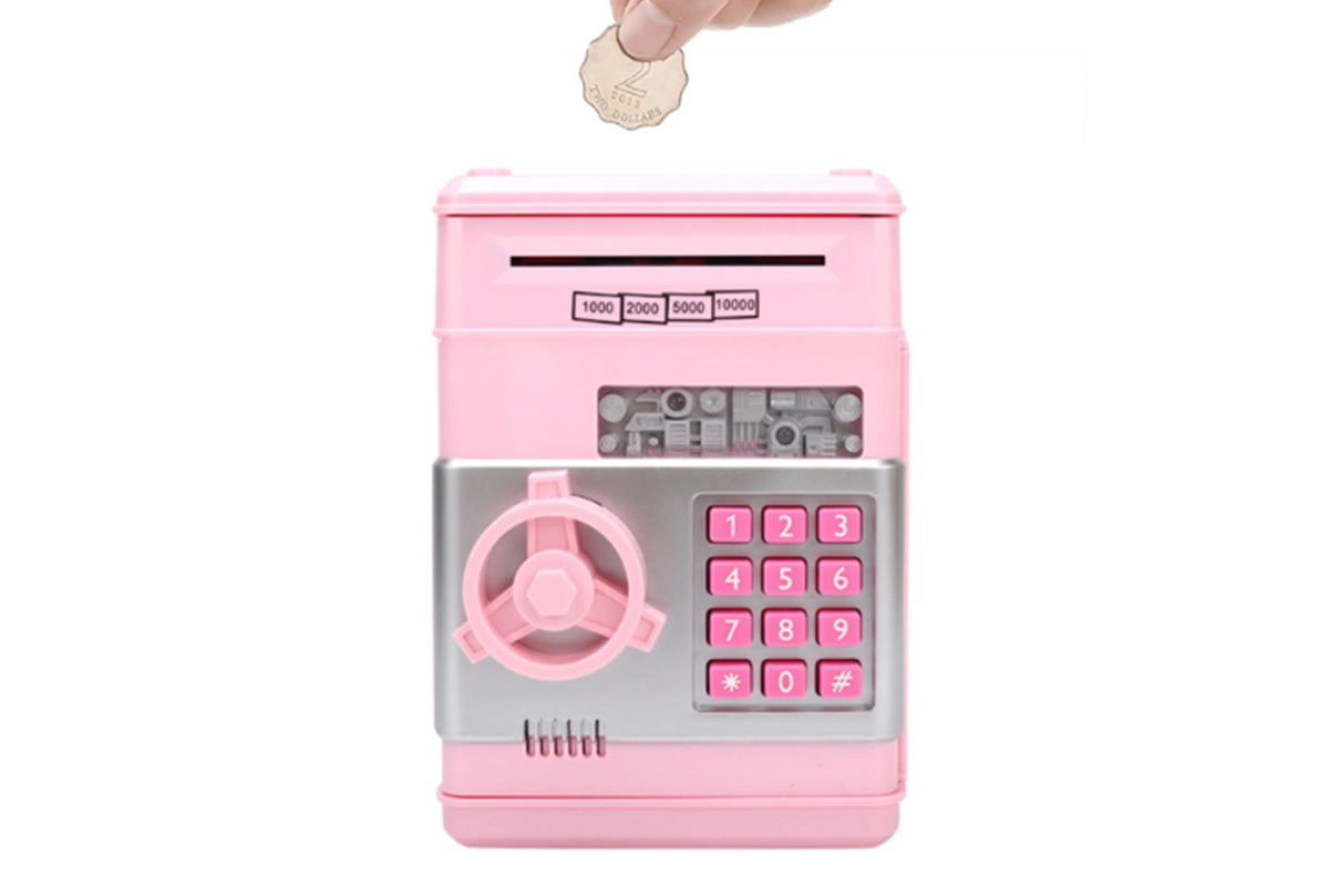 Electronic ATM Piggy Bank with Password Lock Money Coin Saving Box Toys for Little Ones Gifts -Light Pink