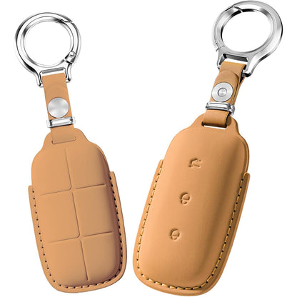 Leather Key Fob Cover Fit for Geely Galaxy E5 EX5 - Brown