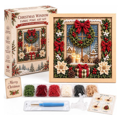 Framed Christmas Yarn Poke Fabric DIY Decoration Kit for Adults - Wreath