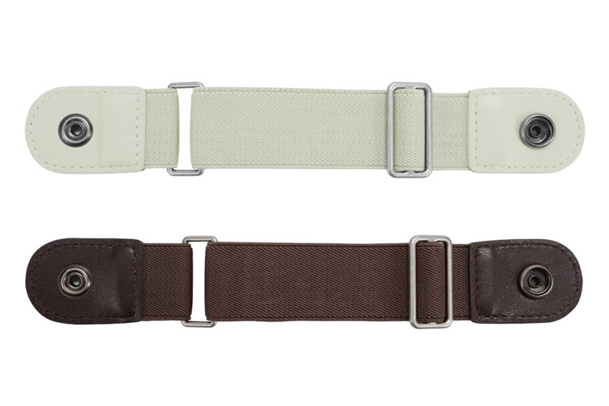 2 Piece Elastic Side Buckle Belt - Coffee