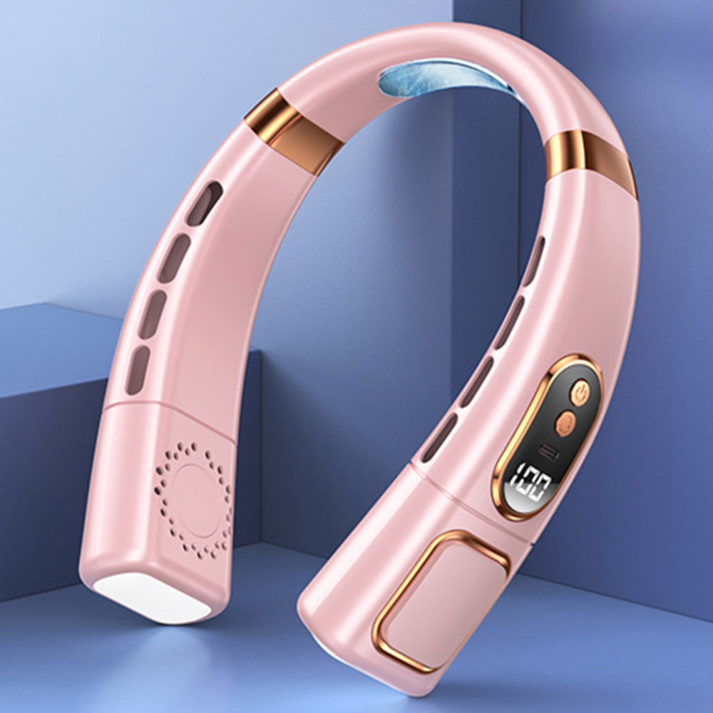 Neck Air Conditioner Wearable Personal Fan with Cooling Plate and Adjustable Airflow Pink