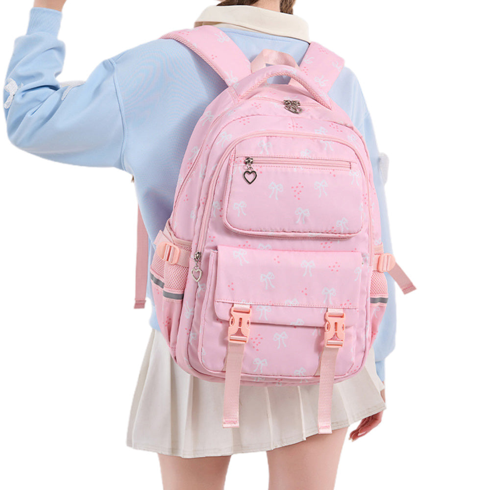 3 Piece Girls School Backpack Set with Lunch Bag Pencil Case - Pink