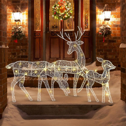 3D Reindeer Christmas Decoration with String Light Home Garden Yard Decor