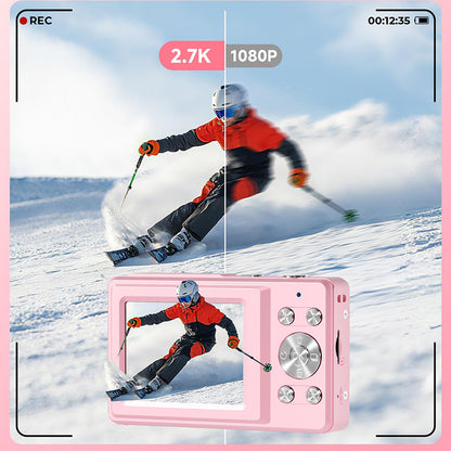 4K Digital Camera Dual Screen Selfie Camera for Vlogging - Pink