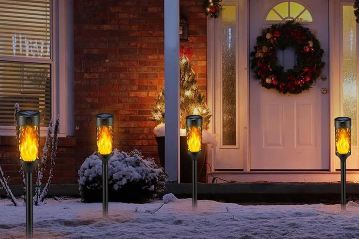 Solar LED Tiki Torch With Flickering Flame Solar Outdoor Light